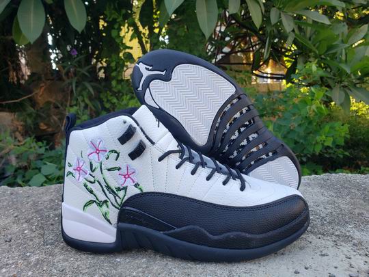 Air Jordan 12 Floral Embroidery Decorates DR6956-100 Men's Basketball Shoes-04